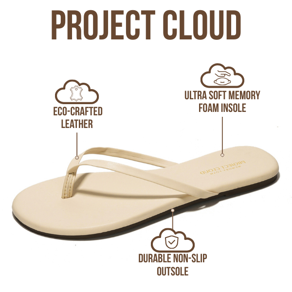 Project Cloud Women's | Vegan Leather Women Flip Flops | Memory Foam | Lightweight | Non-Slip - Foundations