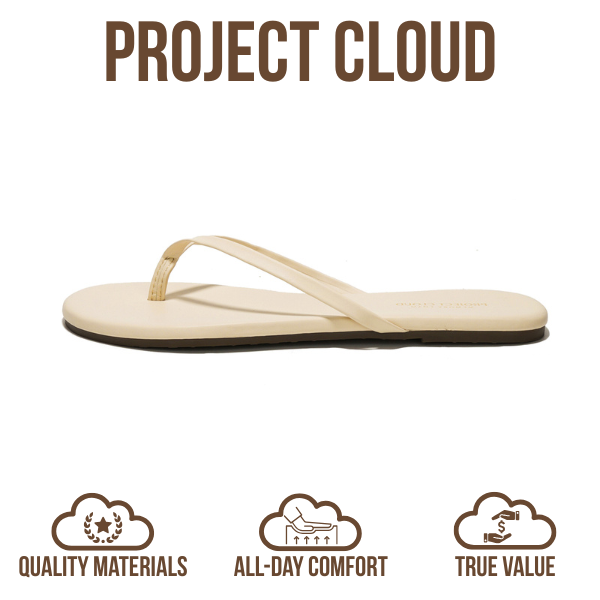 Project Cloud Women's | Vegan Leather Women Flip Flops | Memory Foam | Lightweight | Non-Slip - Foundations