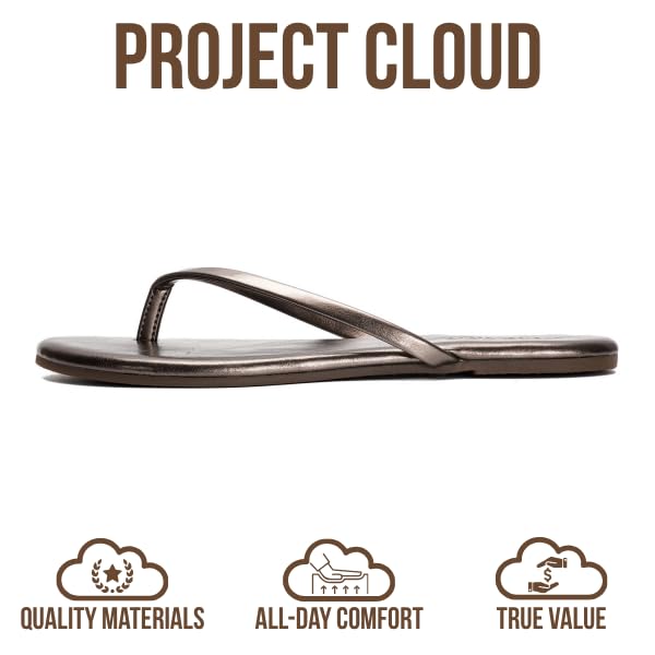 Project Cloud Women's | Vegan Leather Women Flip Flops | Memory Foam | Lightweight | Non-Slip - Foundations