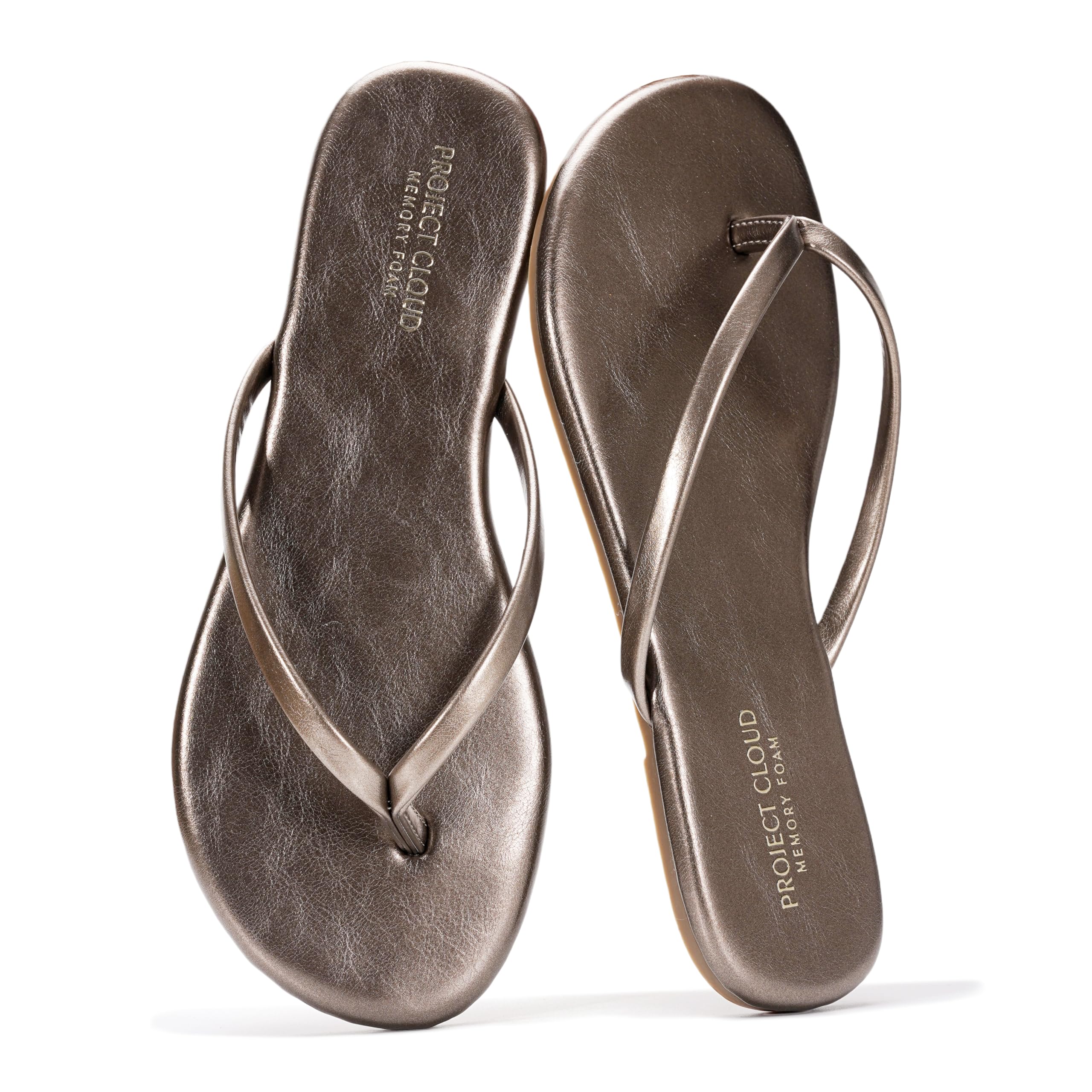 Project Cloud Women's | Vegan Leather Women Flip Flops | Memory Foam | Lightweight | Non-Slip - Foundations