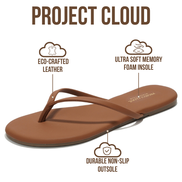 Project Cloud Women's | Vegan Leather Women Flip Flops | Memory Foam | Lightweight | Non-Slip - Foundations