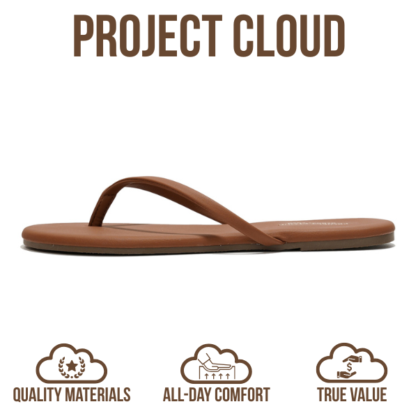 Project Cloud Women's | Vegan Leather Women Flip Flops | Memory Foam | Lightweight | Non-Slip - Foundations