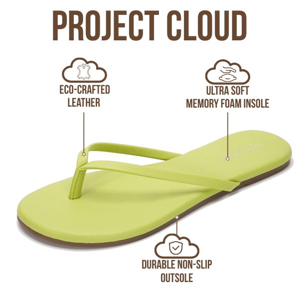 Project Cloud Women's | Vegan Leather Women Flip Flops | Memory Foam | Lightweight | Non-Slip - Foundations