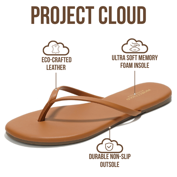 Project Cloud Women's | Vegan Leather Women Flip Flops | Memory Foam | Lightweight | Non-Slip - Foundations