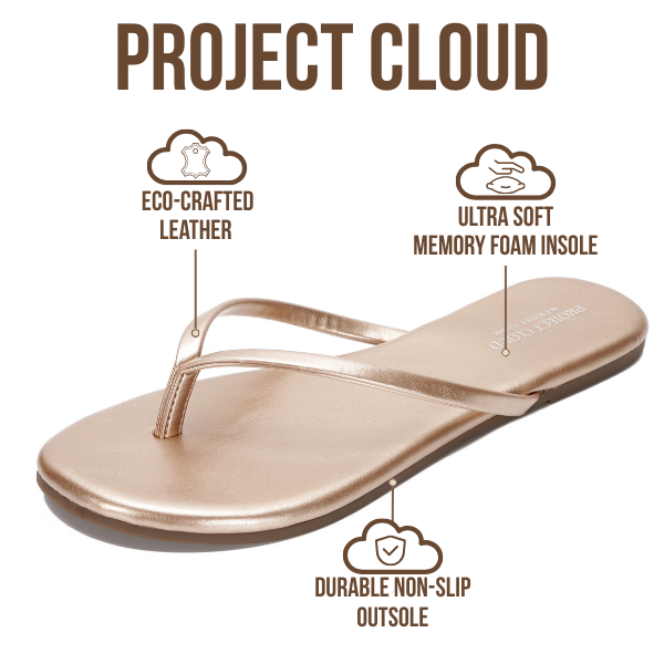 Project Cloud Women's | Vegan Leather Women Flip Flops | Memory Foam | Lightweight | Non-Slip - Foundations