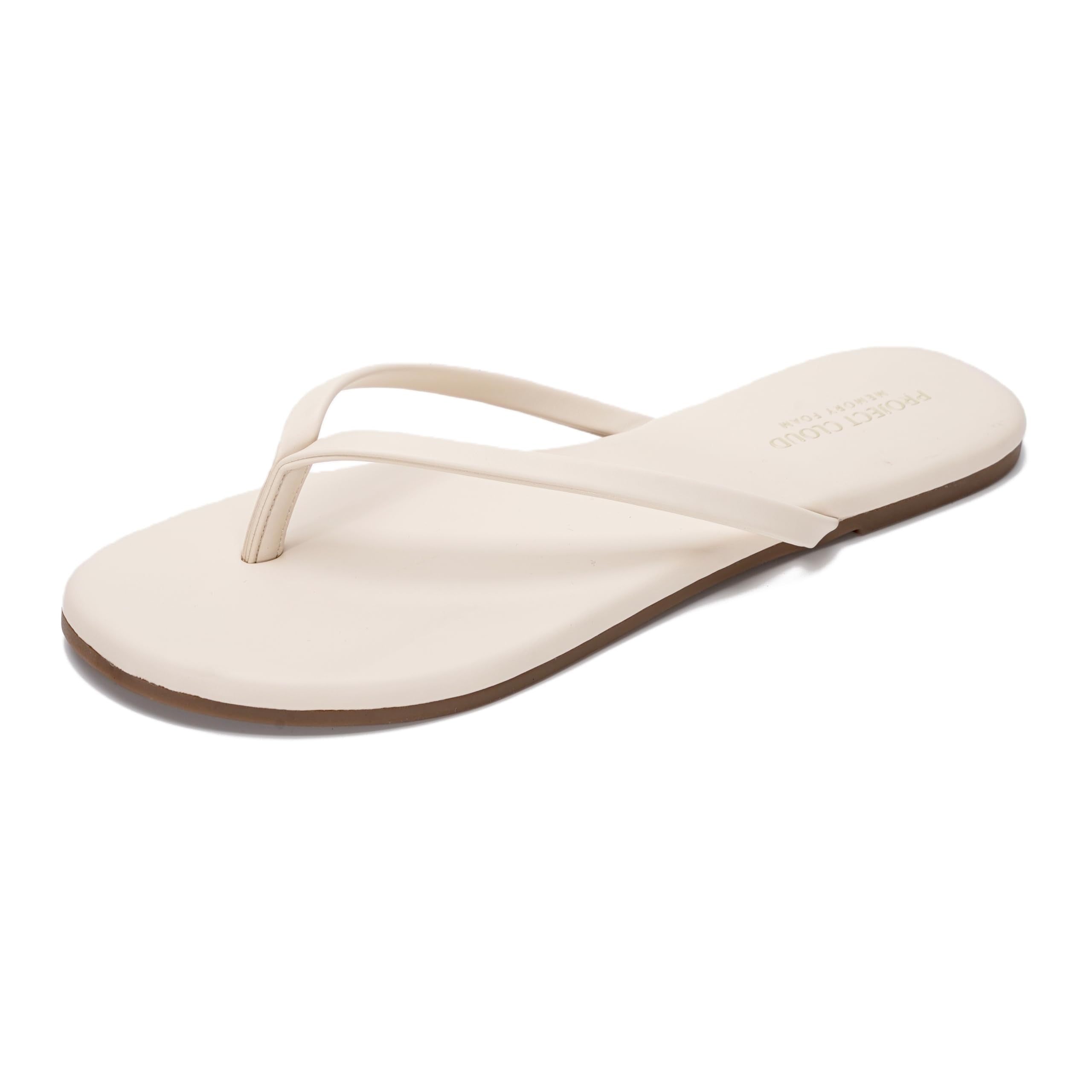 Project Cloud Women's | Vegan Leather Women Flip Flops | Memory Foam | Lightweight | Non-Slip - Foundations