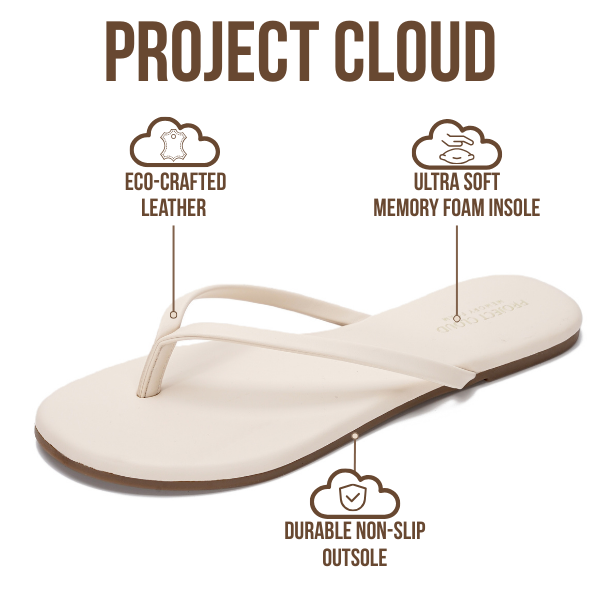 Project Cloud Women's | Vegan Leather Women Flip Flops | Memory Foam | Lightweight | Non-Slip - Foundations