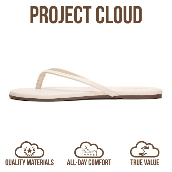 Project Cloud Women's | Vegan Leather Women Flip Flops | Memory Foam | Lightweight | Non-Slip - Foundations