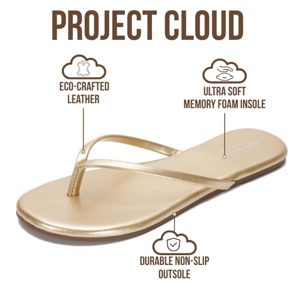 Project Cloud Women's | Eco-Leather Women Flip Flops | Memory Foam | Lightweight | Non-Slip - Foundations - Project Cloud - Sandals -Shop Project Cloud premium footwear Now!