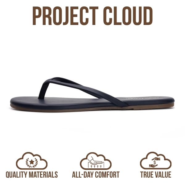 Project Cloud Women's | Vegan Leather Women Flip Flops | Memory Foam | Lightweight | Non-Slip - Foundations