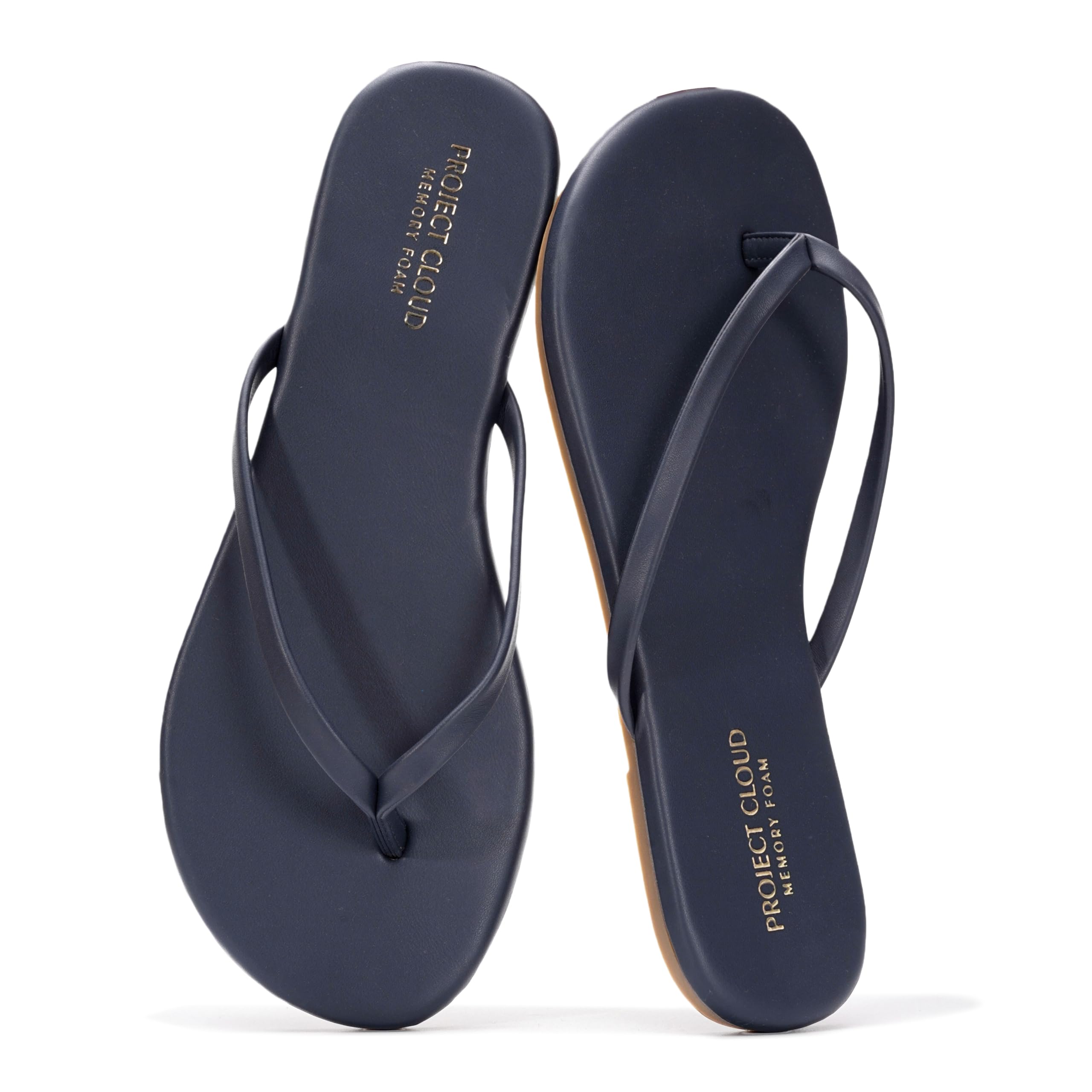 Project Cloud Women's | Vegan Leather Women Flip Flops | Memory Foam | Lightweight | Non-Slip - Foundations