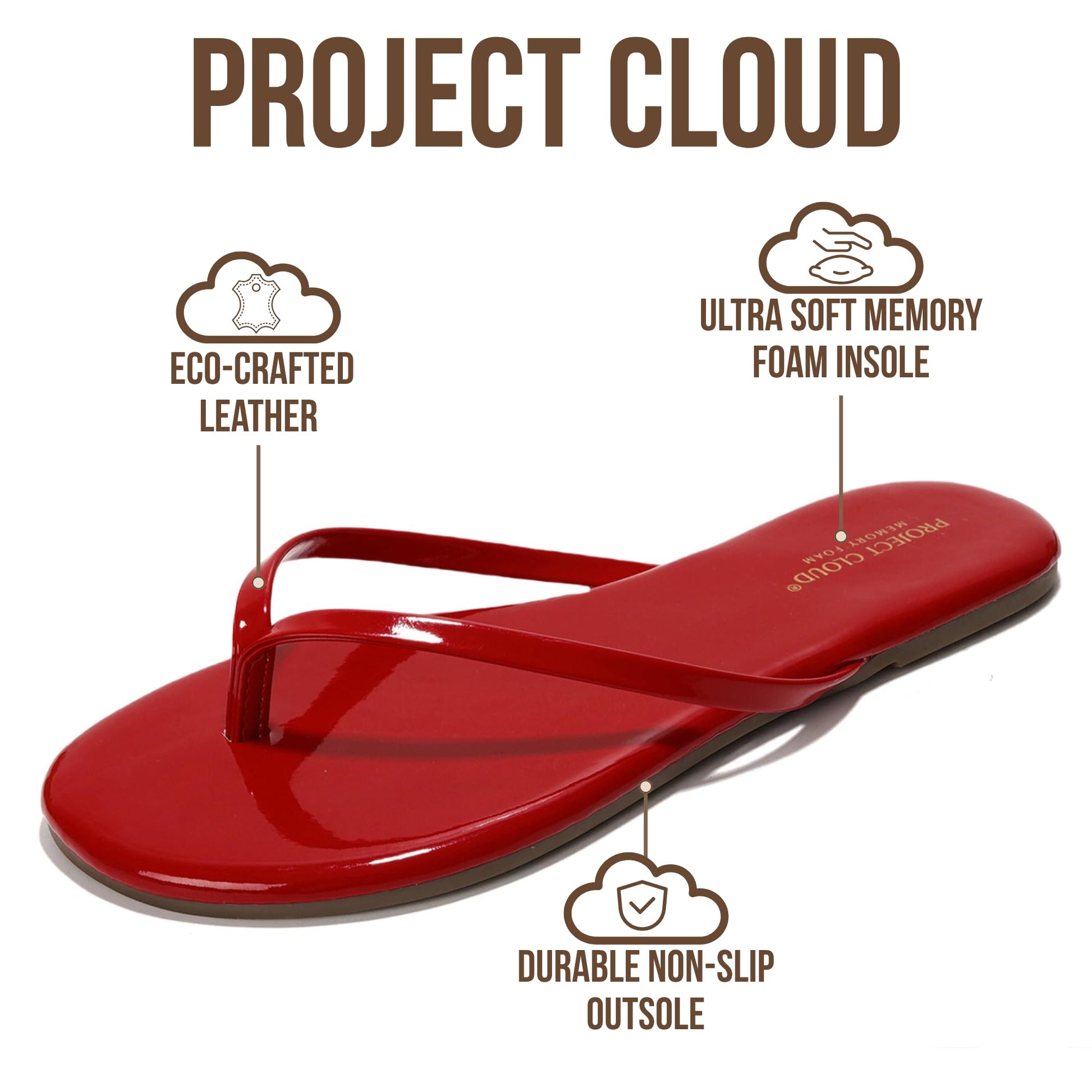 Project Cloud Women's | Eco-Leather Women Flip Flops | Memory Foam | Lightweight | Non-Slip - Foundations - Project Cloud - Sandals -Shop Project Cloud premium footwear Now!