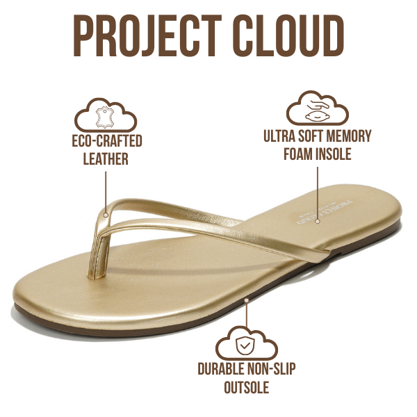 Project Cloud Women's | Vegan Leather Women Flip Flops | Memory Foam | Lightweight | Non-Slip - Foundations