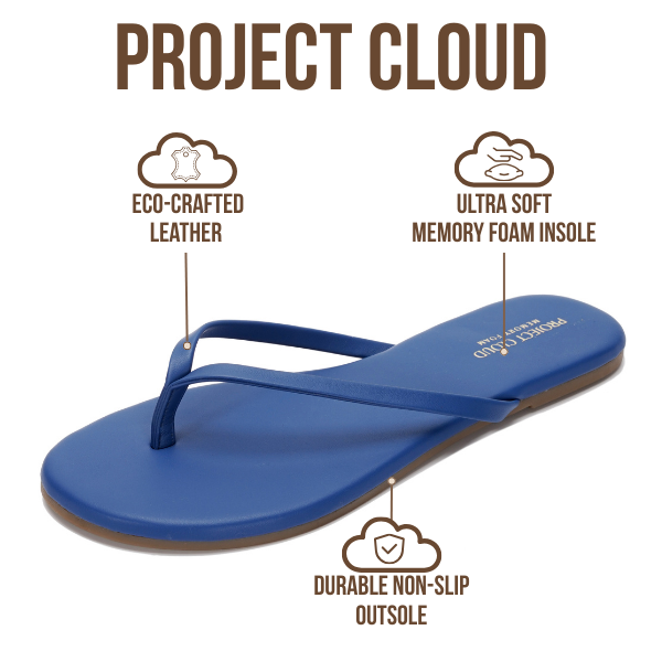 Project Cloud Women's | Vegan Leather Women Flip Flops | Memory Foam | Lightweight | Non-Slip - Foundations