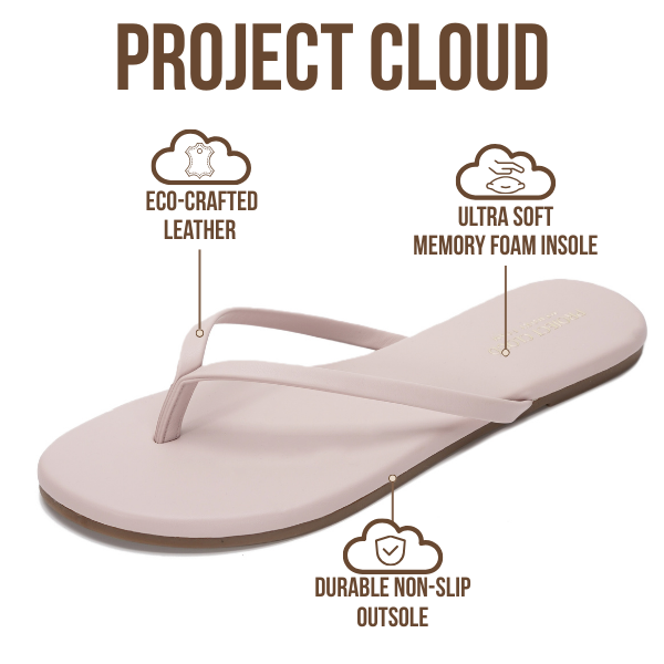 Project Cloud Women's | Vegan Leather Women Flip Flops | Memory Foam | Lightweight | Non-Slip - Foundations