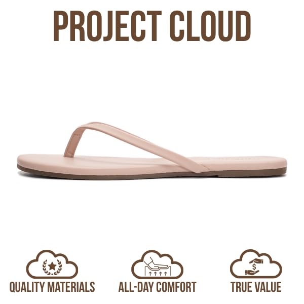 Project Cloud Women's | Vegan Leather Women Flip Flops | Memory Foam | Lightweight | Non-Slip - Foundations