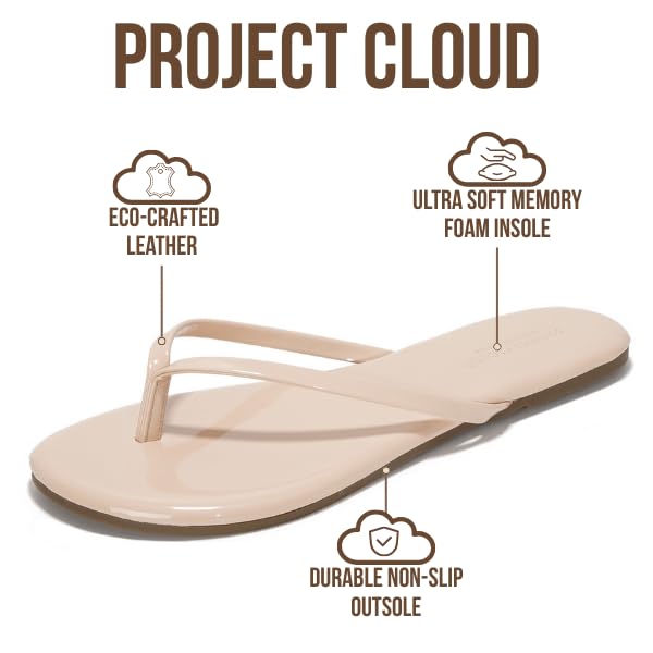 Project Cloud Women's | Eco-Leather Women Flip Flops | Memory Foam | Lightweight | Non-Slip - Foundations - Project Cloud - Sandals -Shop Project Cloud premium footwear Now!