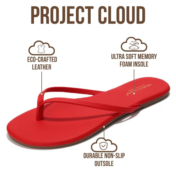 Project Cloud Women's | Eco-Leather Women Flip Flops | Memory Foam | Lightweight | Non-Slip - Foundations - Project Cloud - Sandals -Shop Project Cloud premium footwear Now!