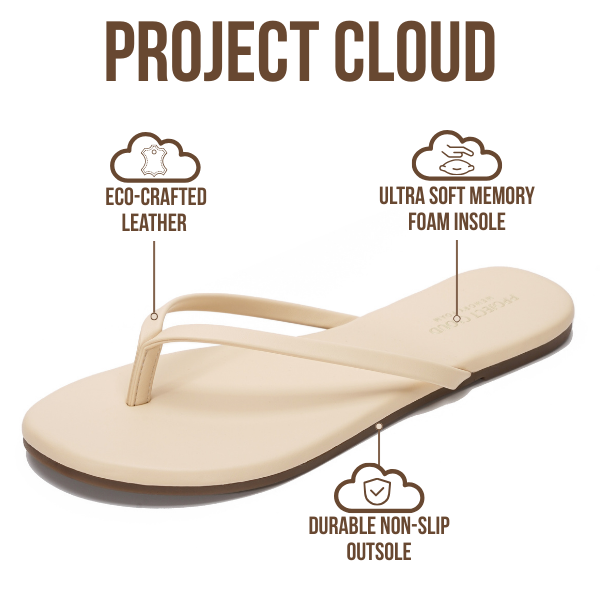 Project Cloud Women's | Vegan Leather Women Flip Flops | Memory Foam | Lightweight | Non-Slip - Foundations