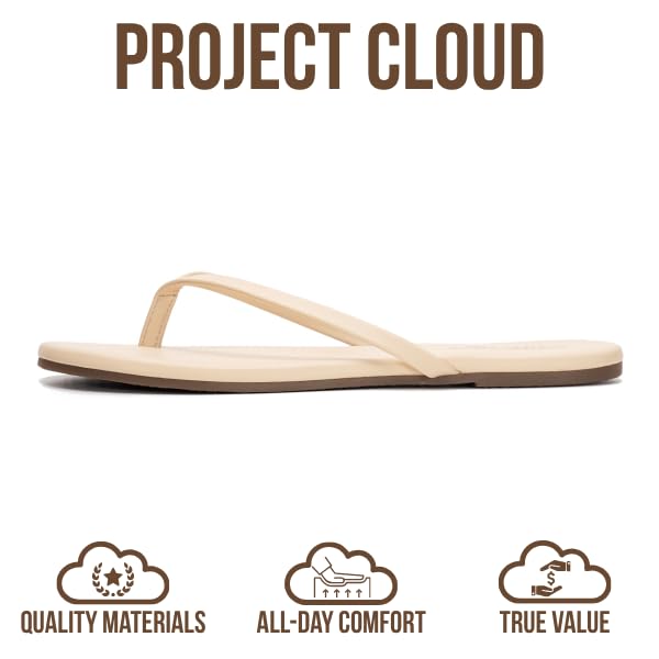 Project Cloud Women's | Vegan Leather Women Flip Flops | Memory Foam | Lightweight | Non-Slip - Foundations
