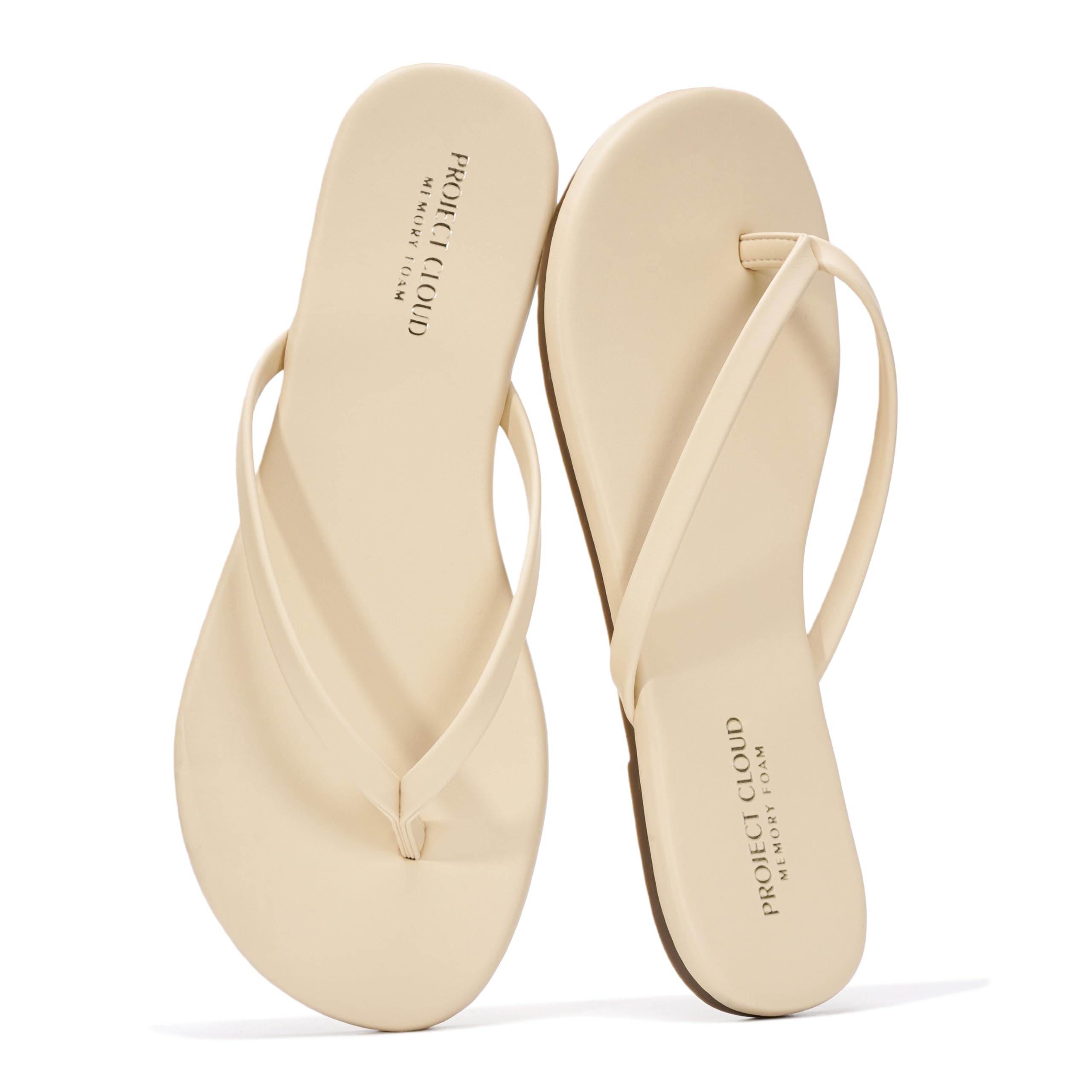 Project Cloud Women's | Vegan Leather Women Flip Flops | Memory Foam | Lightweight | Non-Slip - Foundations