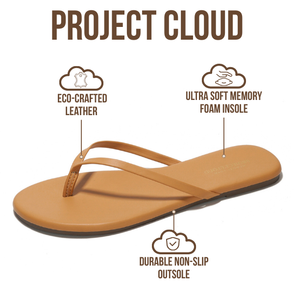 Project Cloud Women's | Vegan Leather Women Flip Flops | Memory Foam | Lightweight | Non-Slip - Foundations
