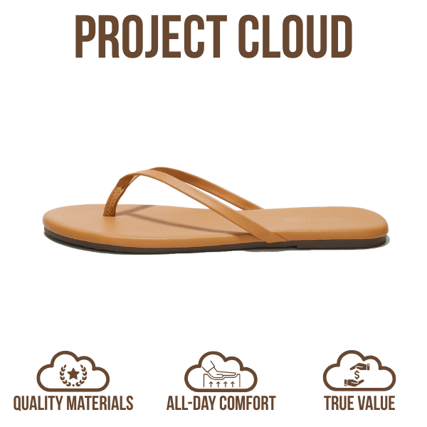 Project Cloud Women's | Vegan Leather Women Flip Flops | Memory Foam | Lightweight | Non-Slip - Foundations