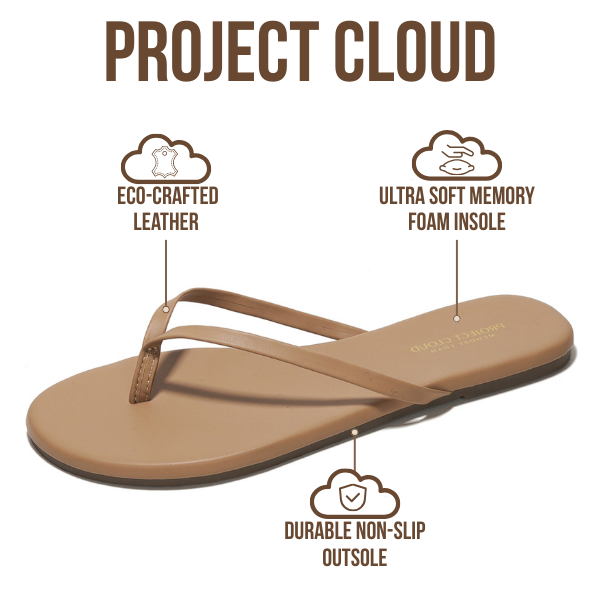 Project Cloud Women's | Vegan Leather Women Flip Flops | Memory Foam | Lightweight | Non-Slip - Foundations