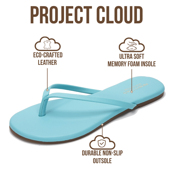 Project Cloud Women's | Vegan Leather Women Flip Flops | Memory Foam | Lightweight | Non-Slip - Foundations