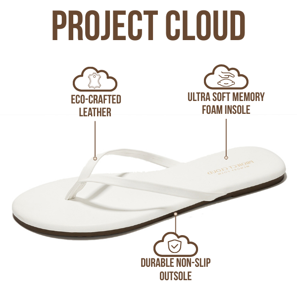 Project Cloud Women's | Vegan Leather Women Flip Flops | Memory Foam | Lightweight | Non-Slip - Foundations