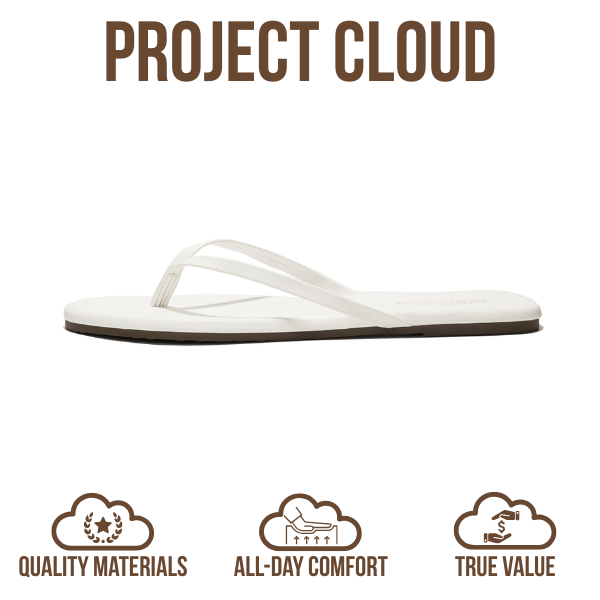 Project Cloud Women's | Vegan Leather Women Flip Flops | Memory Foam | Lightweight | Non-Slip - Foundations