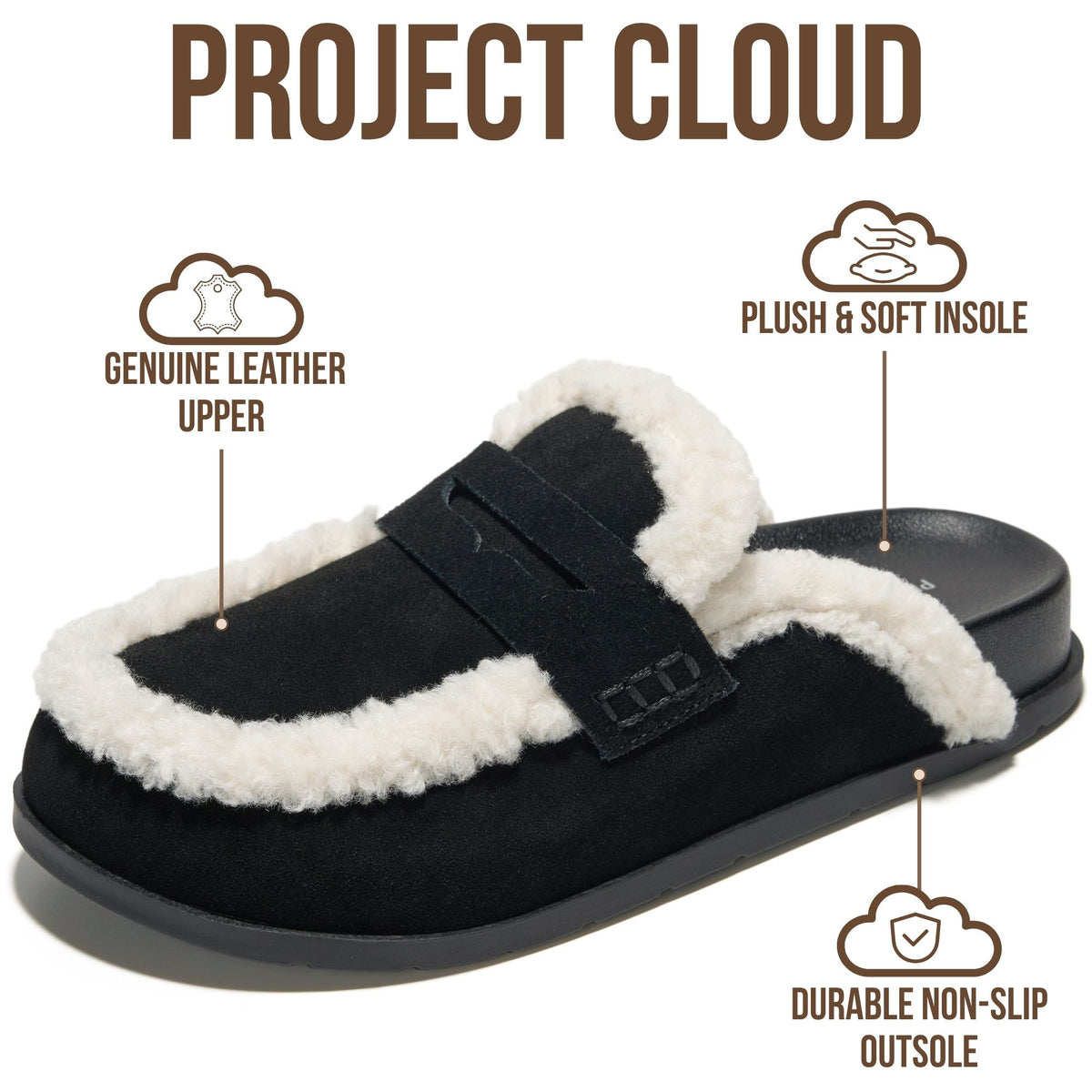 Project Cloud Women's | 100% Genuine Leather Clogs Slip-On Mules | Plush and Soft Insole | Arch Support | Lightweight | Non-Slip - Freyja