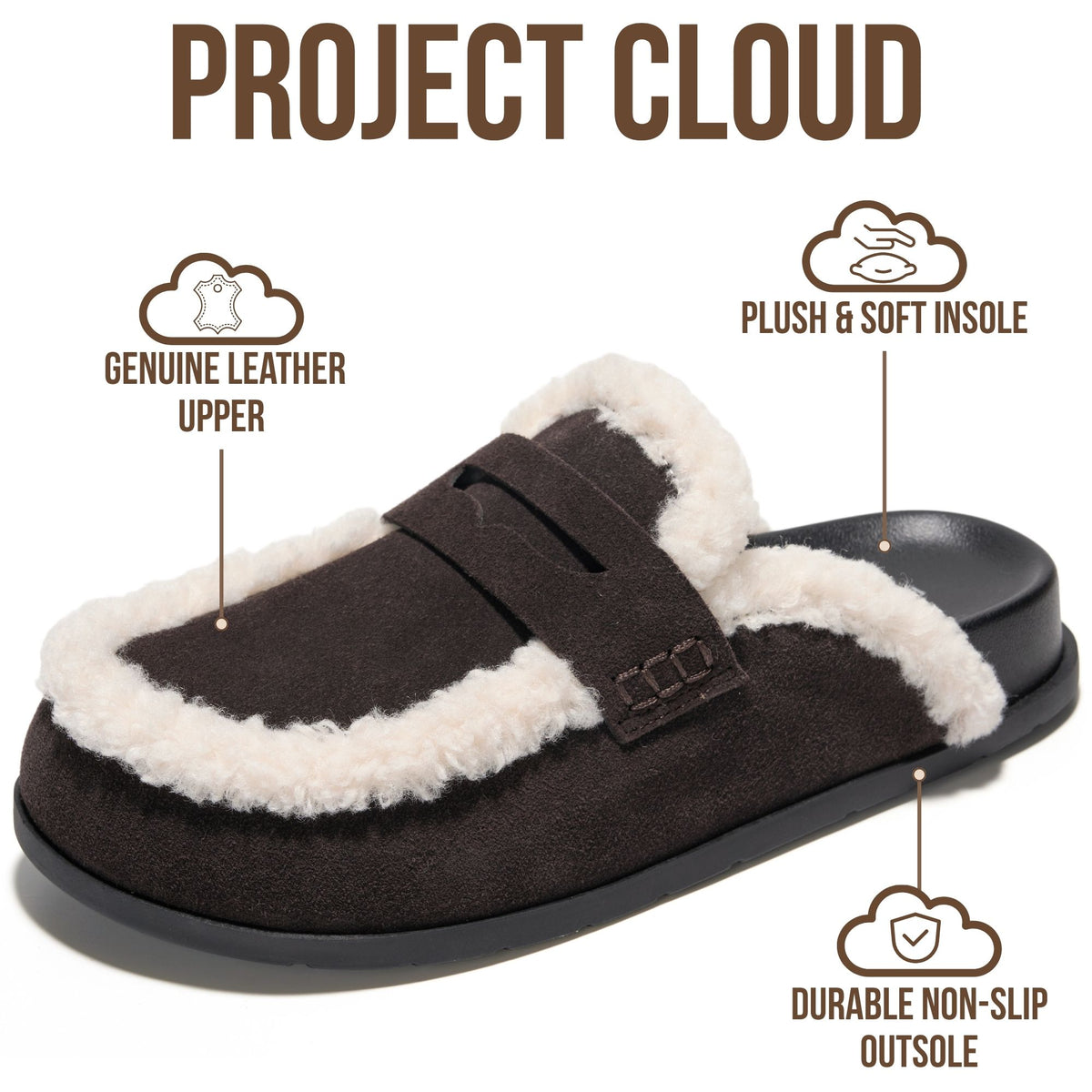 Project Cloud Women's | 100% Genuine Leather Clogs Slip-On Mules | Plush and Soft Insole | Arch Support | Lightweight | Non-Slip - Freyja