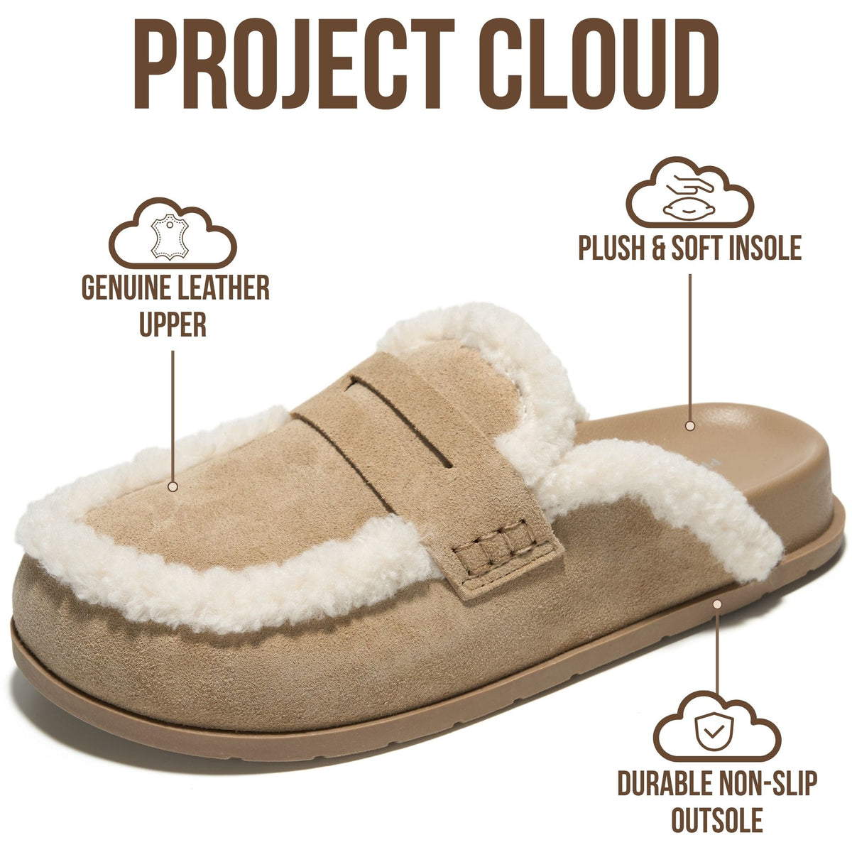 Project Cloud Women's | 100% Genuine Leather Clogs Slip-On Mules | Plush and Soft Insole | Arch Support | Lightweight | Non-Slip - Freyja