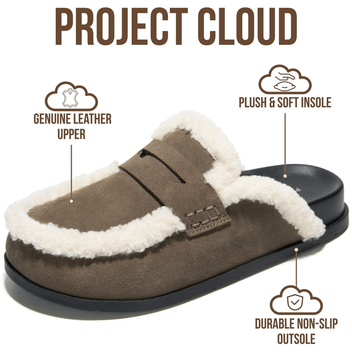 Project Cloud Women's | 100% Genuine Leather Clogs Slip-On Mules | Plush and Soft Insole | Arch Support | Lightweight | Non-Slip - Freyja