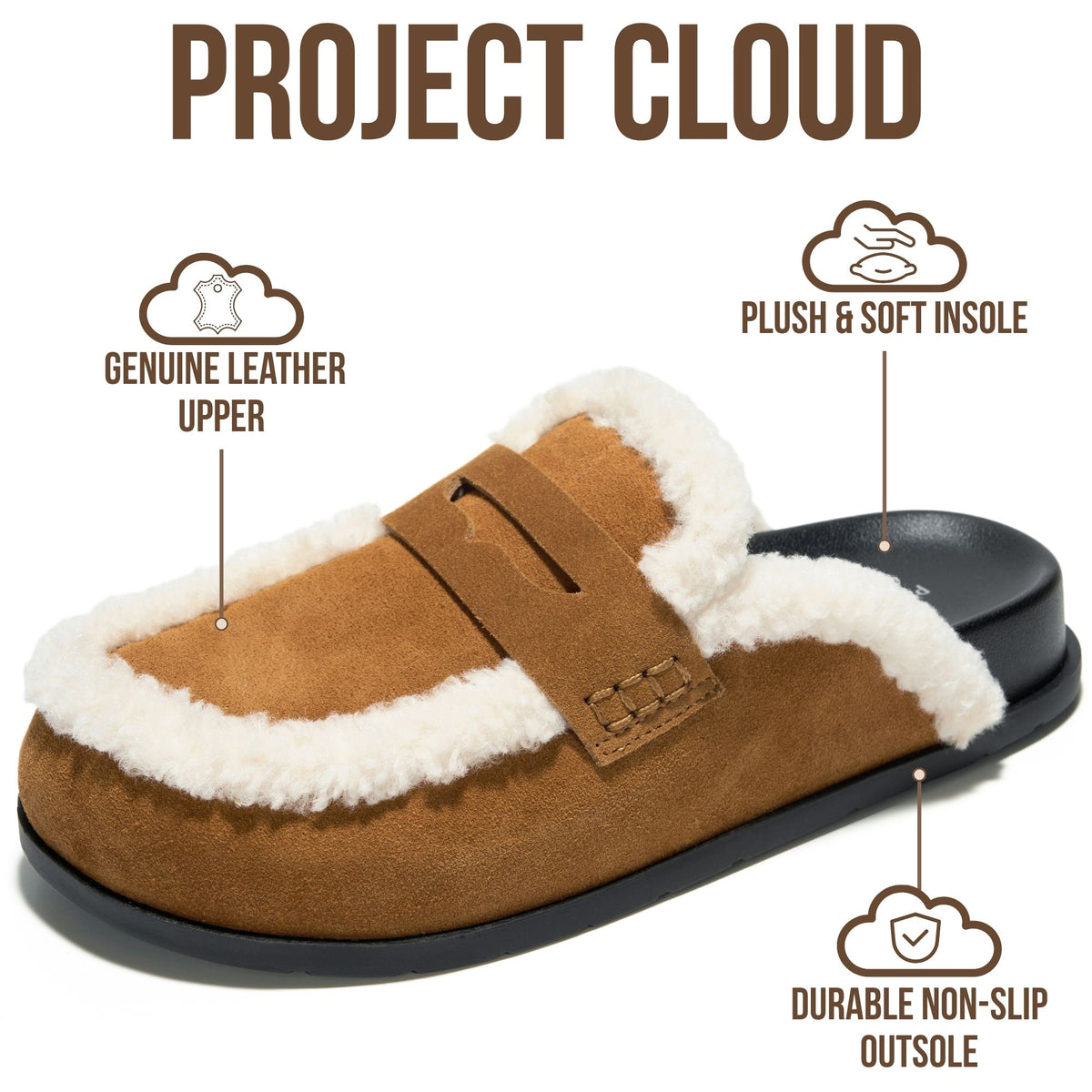 Project Cloud Women's | 100% Genuine Leather Clogs Slip-On Mules | Plush and Soft Insole | Arch Support | Lightweight | Non-Slip - Freyja