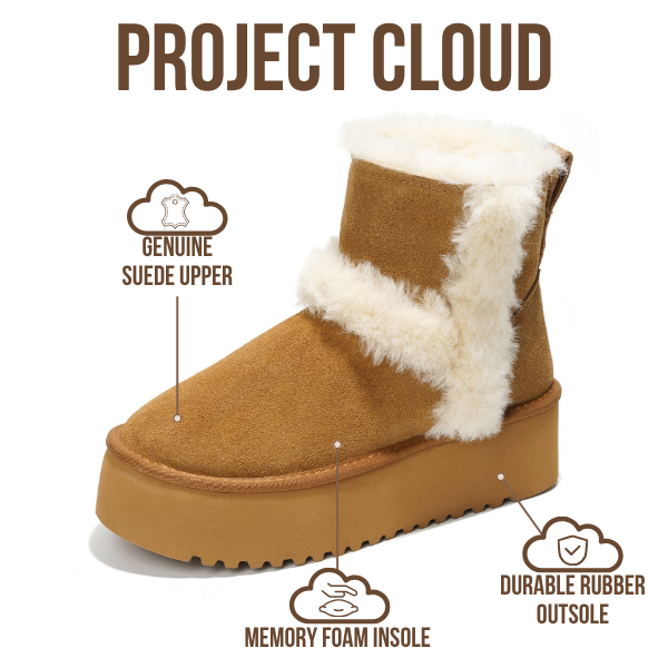 Project Cloud | "Furby" Genuine Suede Winter Boots for Women | Memory Foam | Water-Resistant | Non-Slip