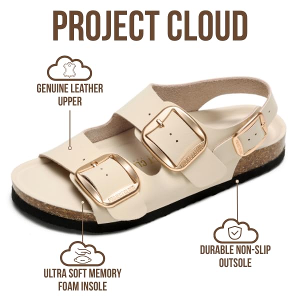 Project Cloud Women's | Genuine Leather Summer Sandals | Memory Foam Insole | Lightweight | Anti-Slip - Garda