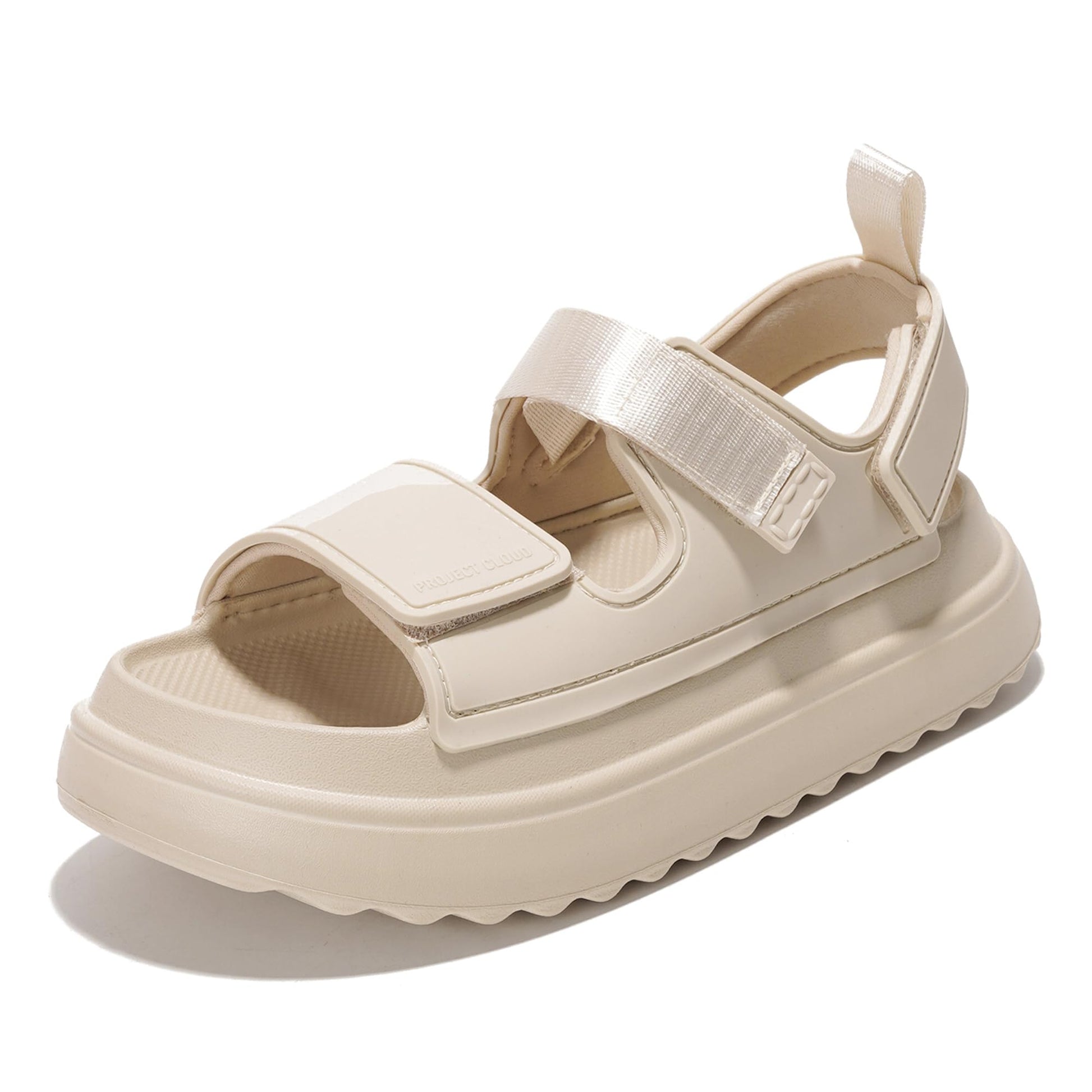 Project Cloud Goldie beige sandals: adjustable straps, durable TPR upper, lightweight design, summer style.