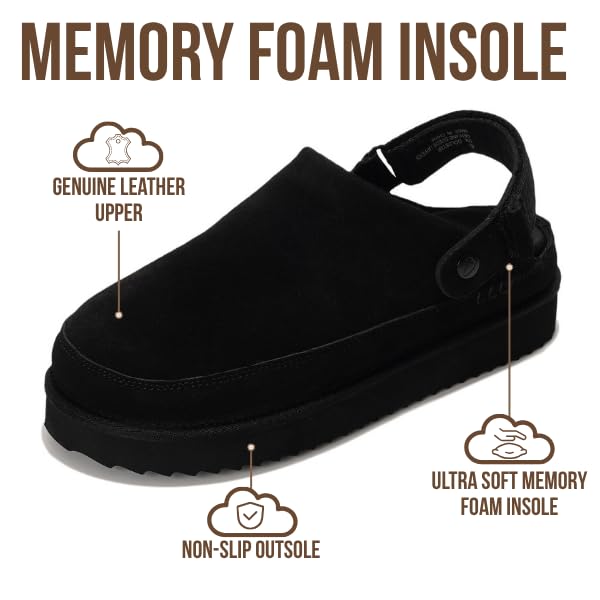 Project Cloud Women's | Genuine Suede Clogs for Women | Memory Foam | Lightweight | Non-Slip - Goldstar