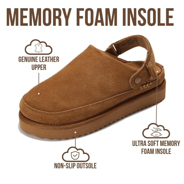 Project Cloud Women's | Genuine Suede Clogs for Women | Memory Foam | Lightweight | Non-Slip - Goldstar