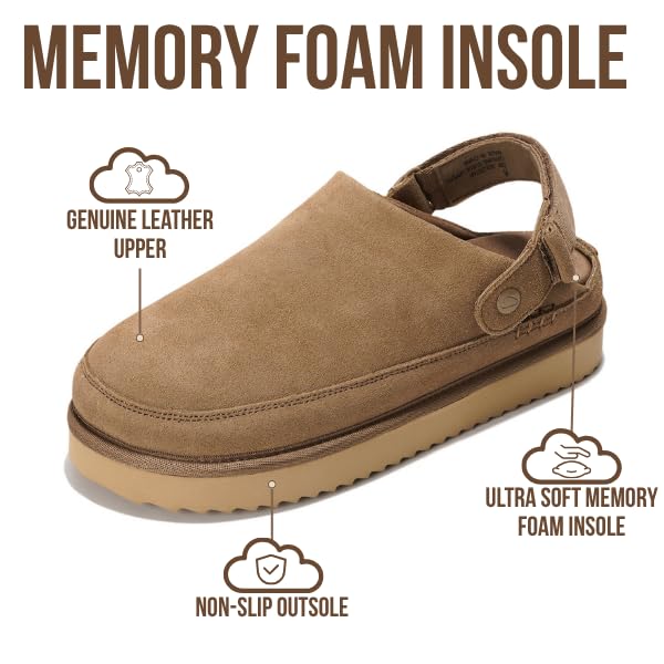 Project Cloud Women's | Genuine Suede Clogs for Women | Memory Foam | Lightweight | Non-Slip - Goldstar