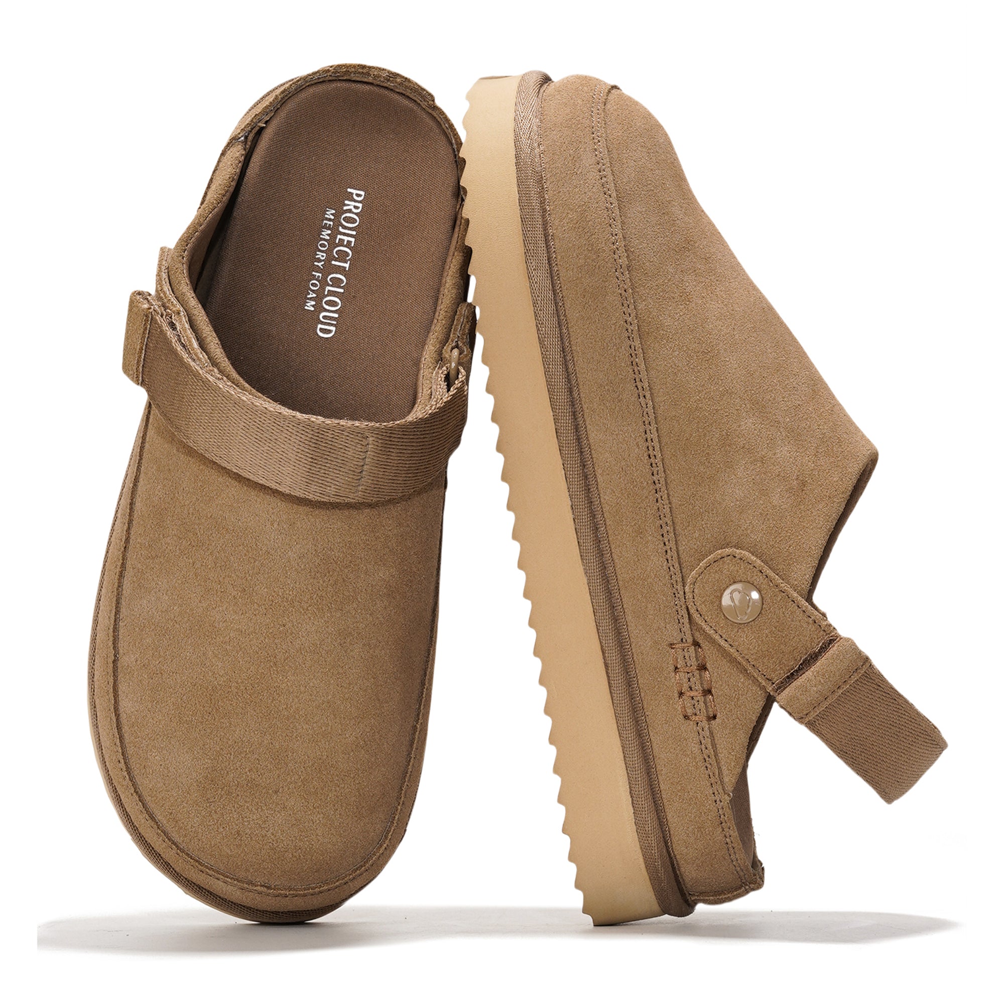 Zapatillas Goldstar de Project Cloud: Zuecos de gamuza con espuma viscoelástica y comodidad. 