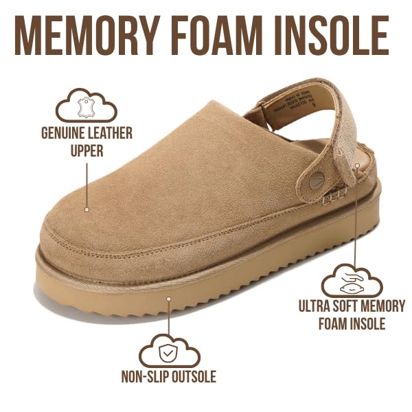 Project Cloud Women's | Genuine Suede Clogs for Women | Memory Foam | Lightweight | Non-Slip - Goldstar