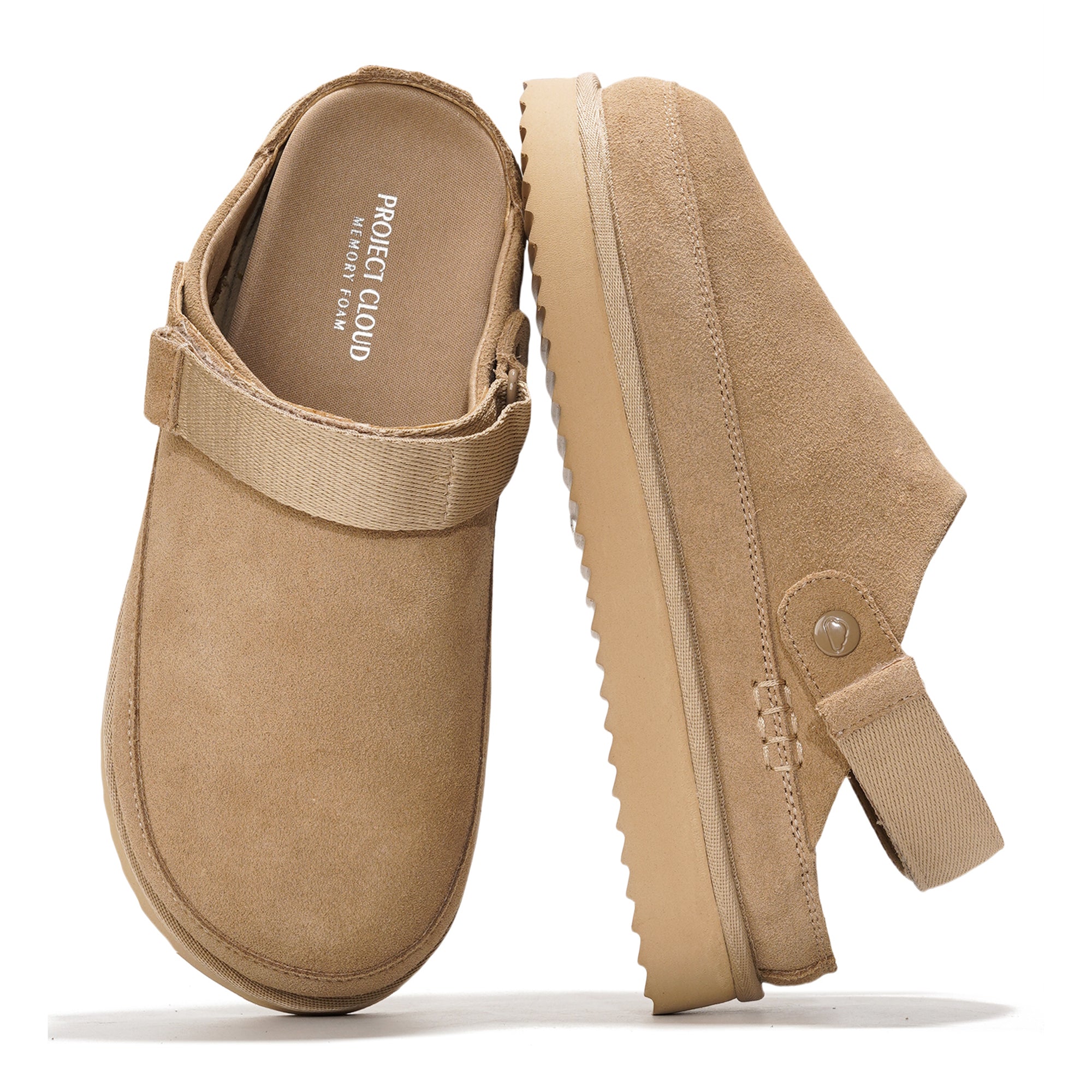 Zapatillas Goldstar de Project Cloud: Zuecos de gamuza con espuma viscoelástica y comodidad. 