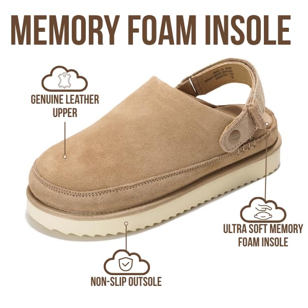 Project Cloud Women's | Genuine Suede Clogs for Women | Memory Foam | Lightweight | Non-Slip - Goldstar
