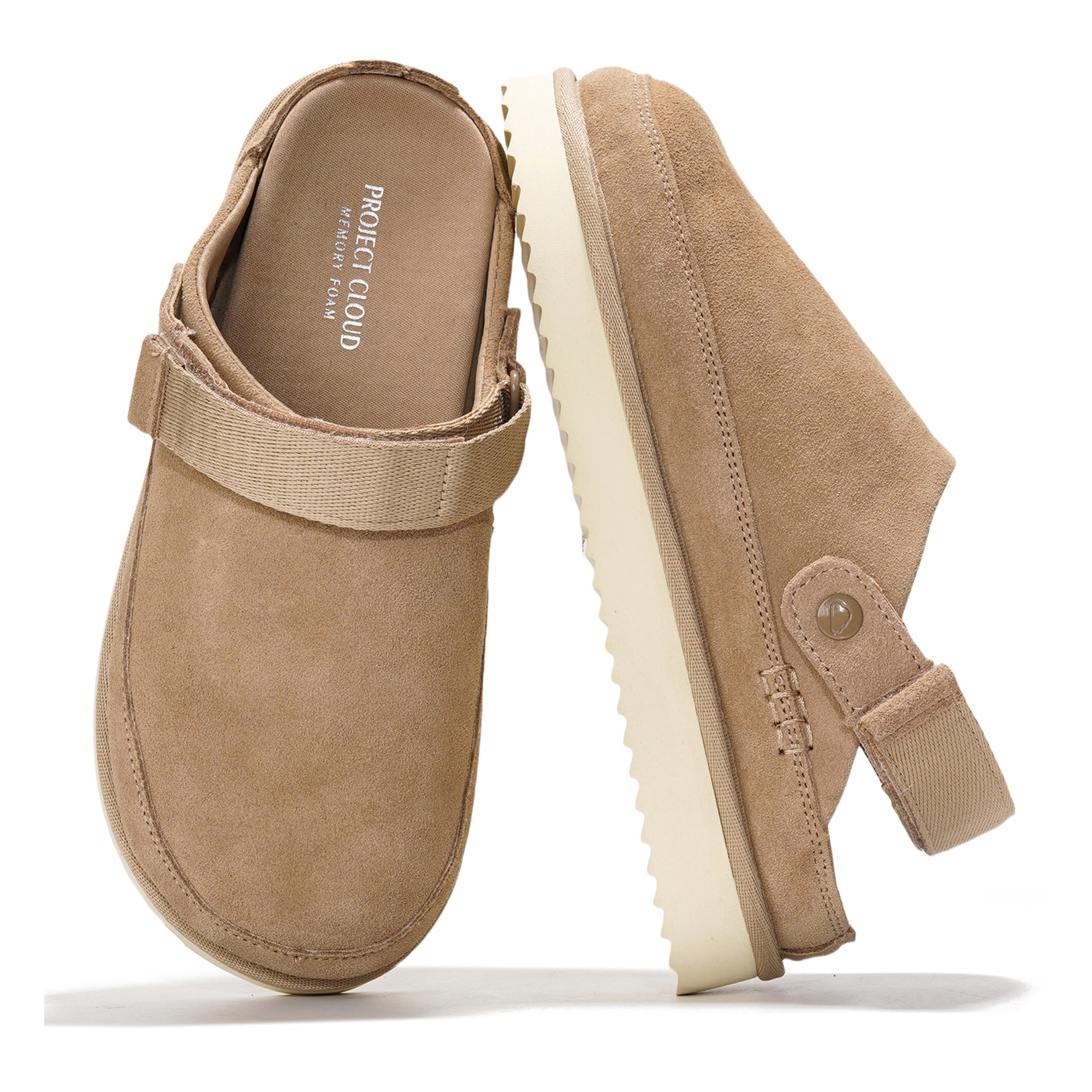 Zapatillas Goldstar de Project Cloud: Zuecos de gamuza con espuma viscoelástica y comodidad. 