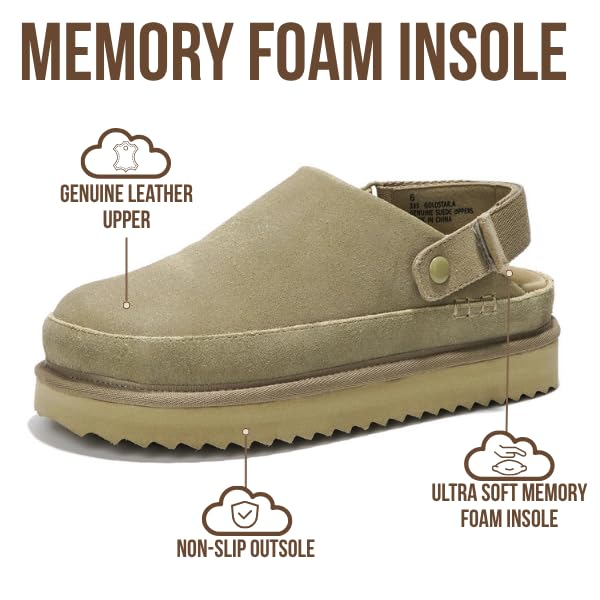 Project Cloud Women's | Genuine Suede Clogs for Women | Memory Foam | Lightweight | Non-Slip - Goldstar