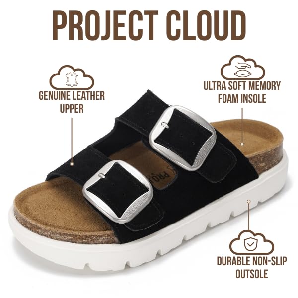 Project Cloud Women's | Genuine Leather Platform Sandals | ProjectPlush | Non-Slip - Greece Chunky