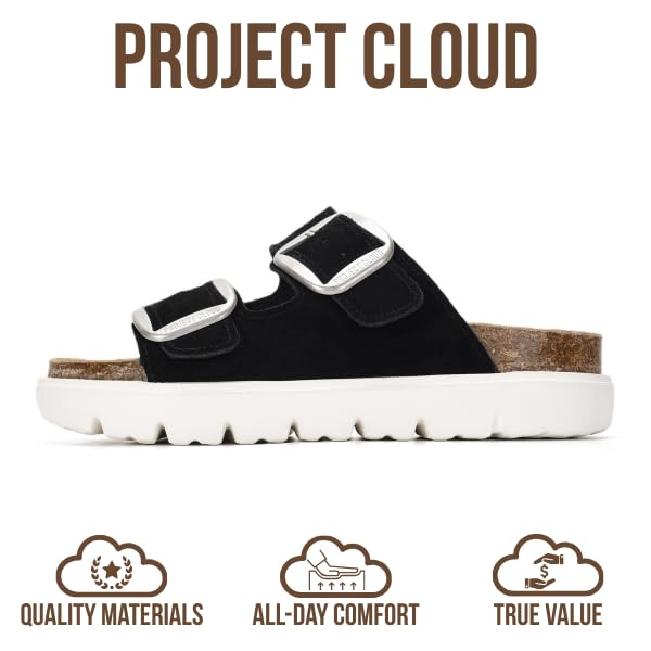 Project Cloud Women's | Genuine Leather Platform Sandals | ProjectPlush | Non-Slip - Greece Chunky